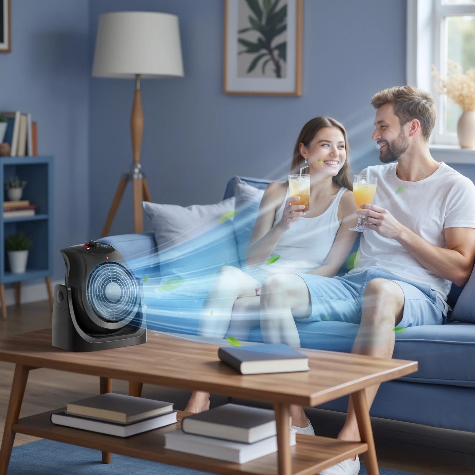 Fan and Heater Combo 2 in 1 Personal Personal Electric Table Fan for Bedroom 1500W, Black