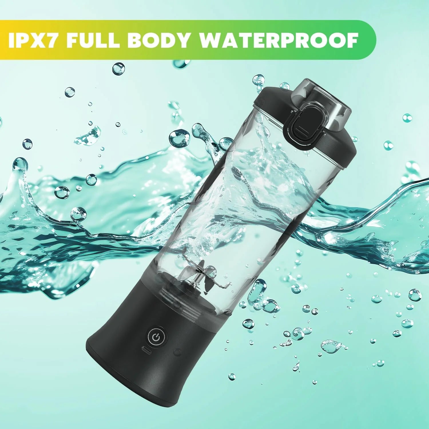 Portable Blender Personal Juicer for Shakes and Smoothies - 20 OZ Electric Protein Shaker Bottle with 6 Blades, Travel Lid, USB-C Rechargeable - Mini Small Blender Cup for Kitchen, Office, Gym